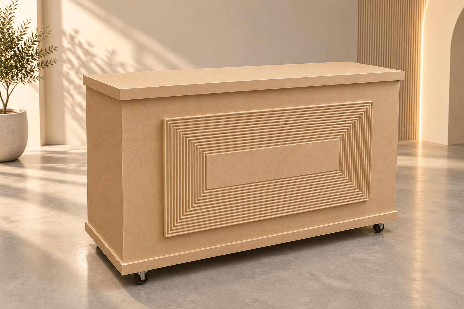 3D Geometric Ripple MDF Reception Table - Image 4