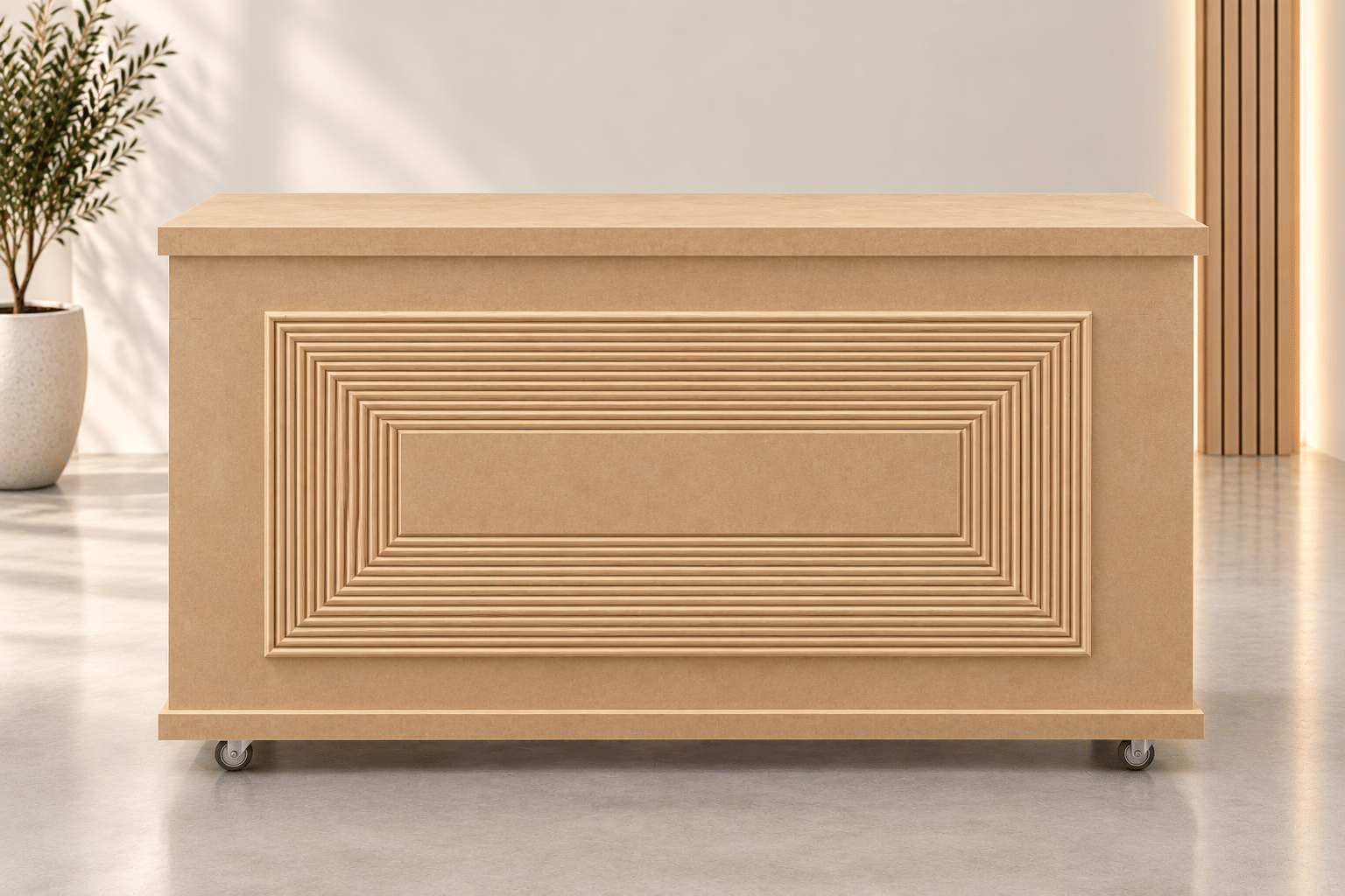 3D Geometric Ripple MDF Reception Table - Image 2